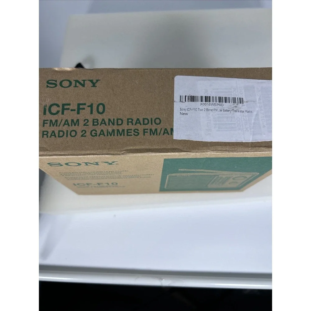 Sony ICF-F10 Portable AM FM 2 Band Transistor Radio Black Silver Analog Tuning